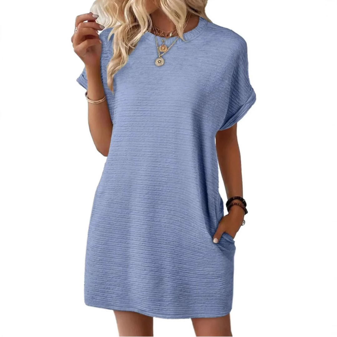 Evasha™ | Casual Minimalist Round Neck Summer Dress
