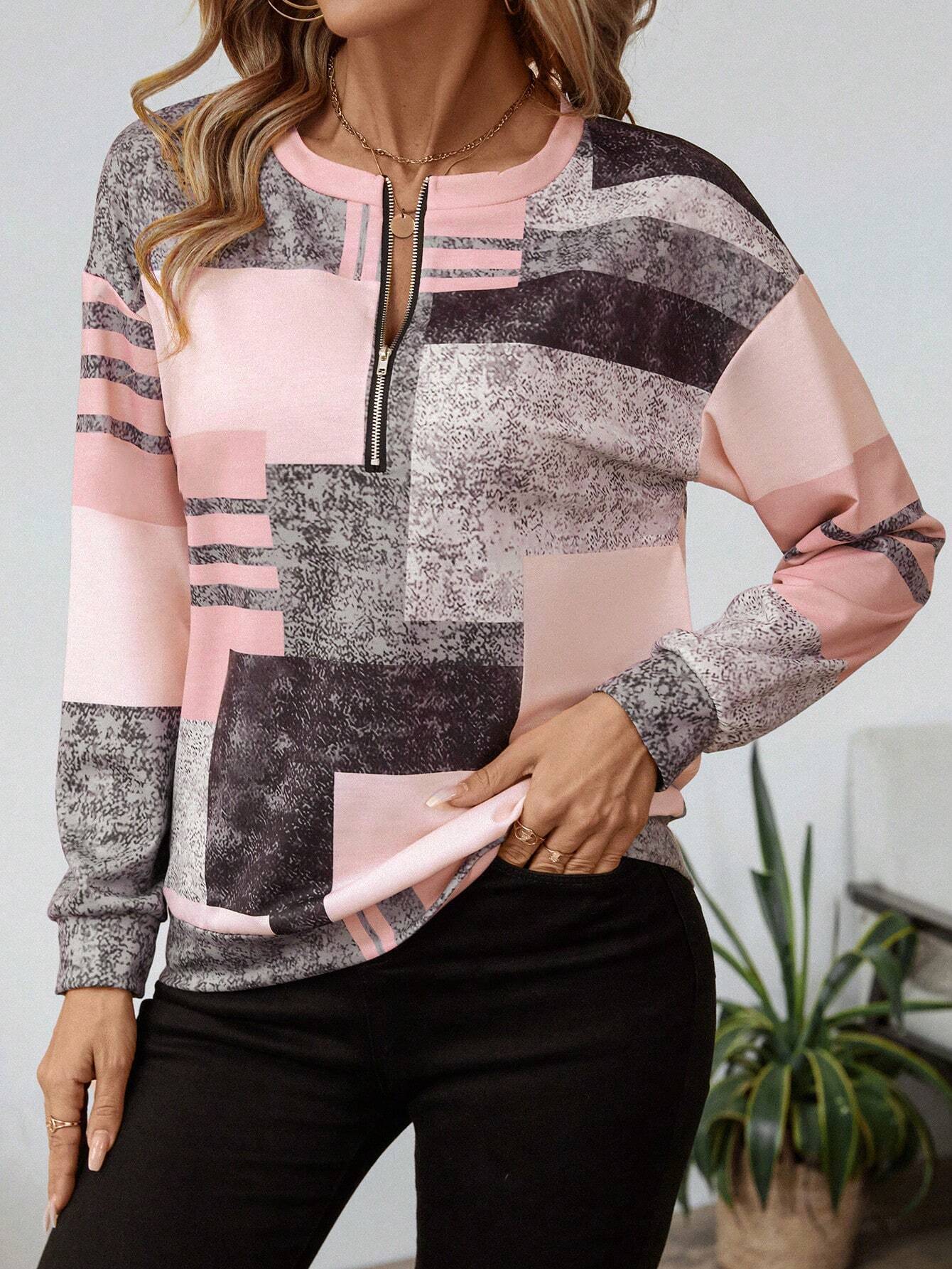 Mara – Sweater with graphic print and zipper closure