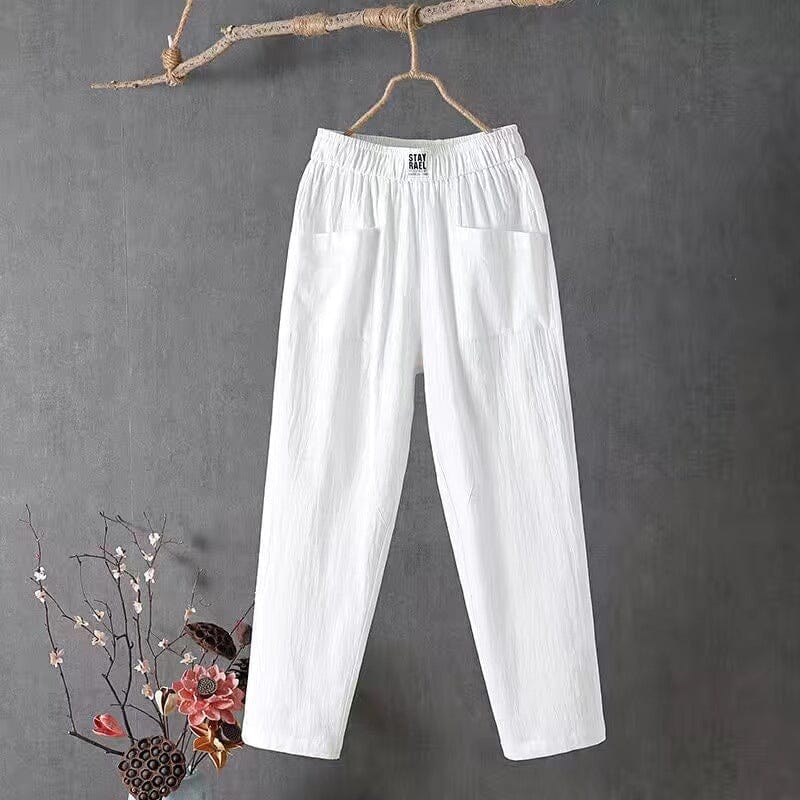 Julie | Casual Cotton Linen Trousers with Elasticated Waist