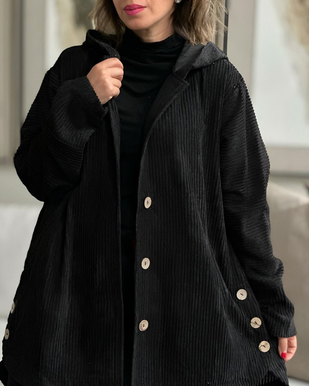 Amélie | Bordeaux Corduroy Coat