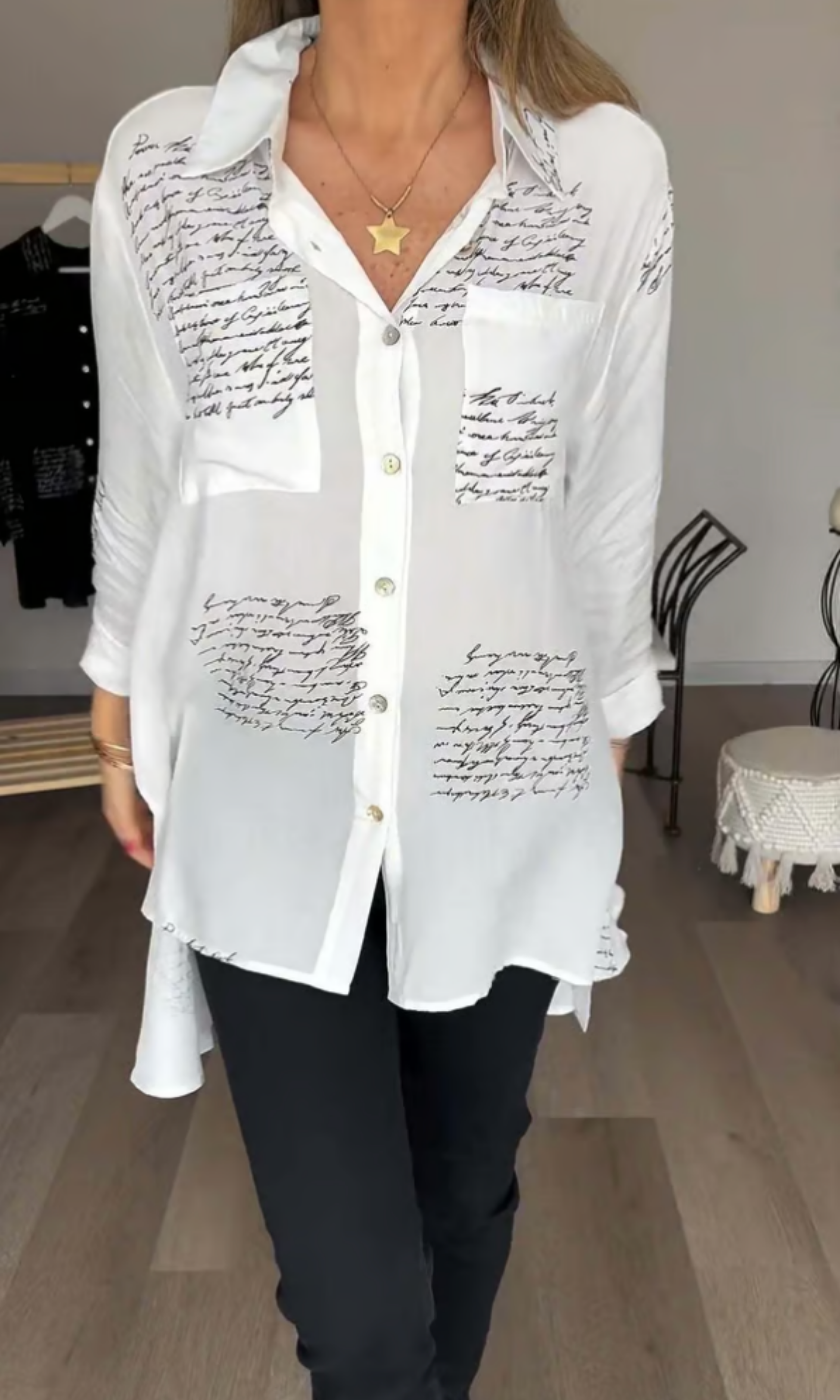 The Maika | Letter Print Lapal Shirt