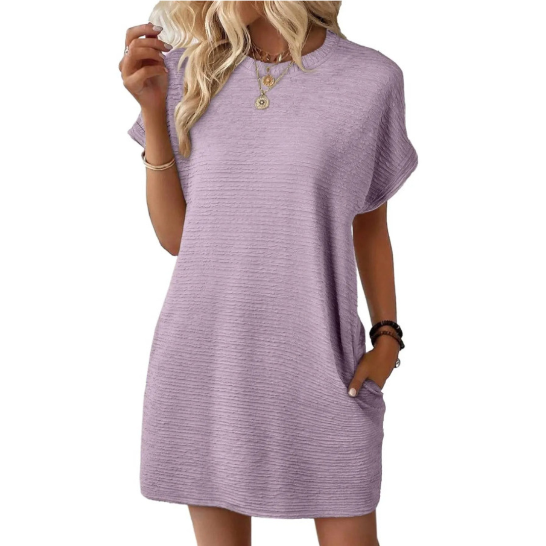Evasha™ | Casual Minimalist Round Neck Summer Dress