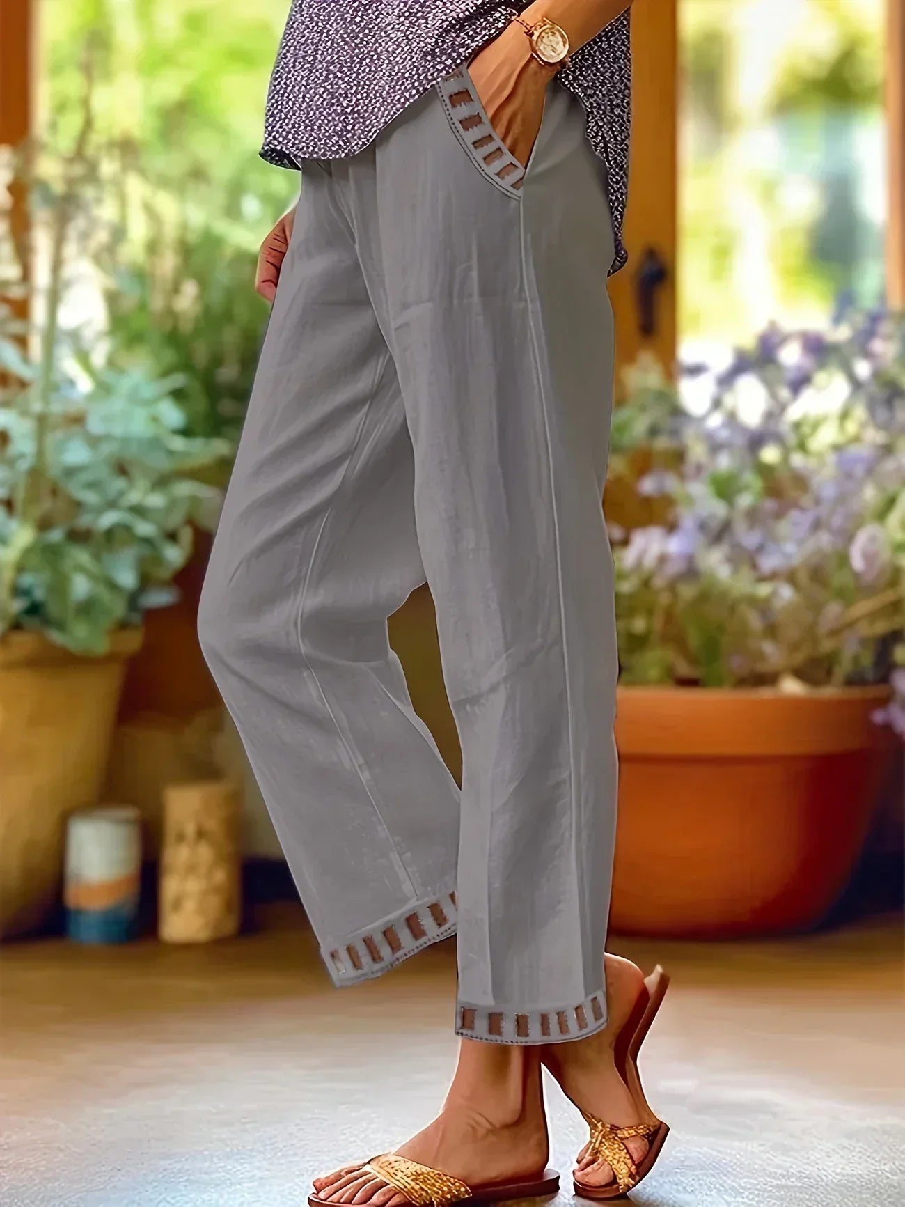 Tracey | Contrast Trim Cropped Pants