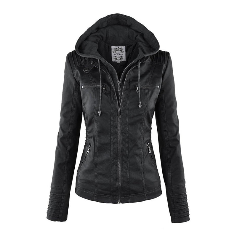 Olivia | Waterproof Women's Leather Jacket with Hood