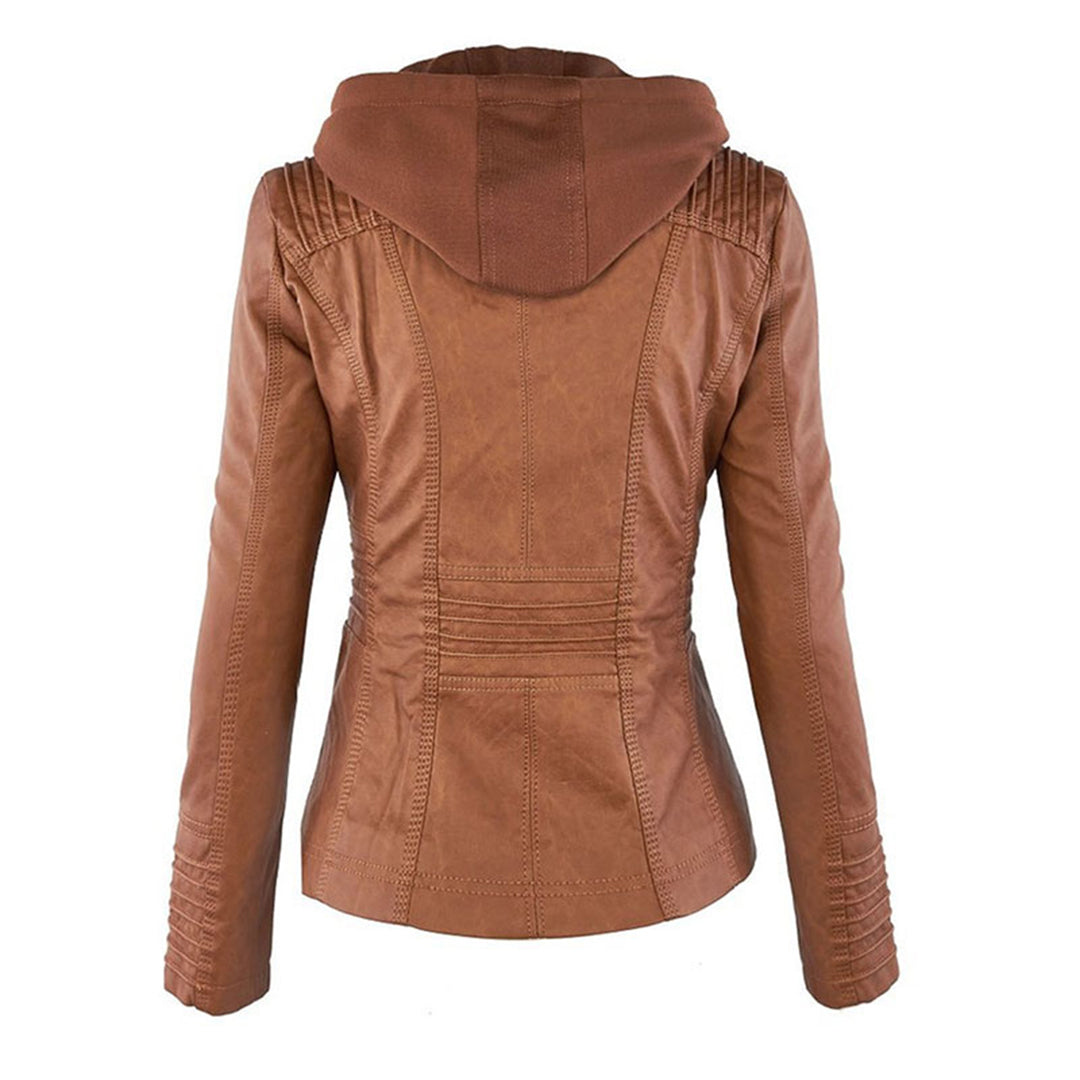 Olivia | Waterproof Women's Leather Jacket with Hood