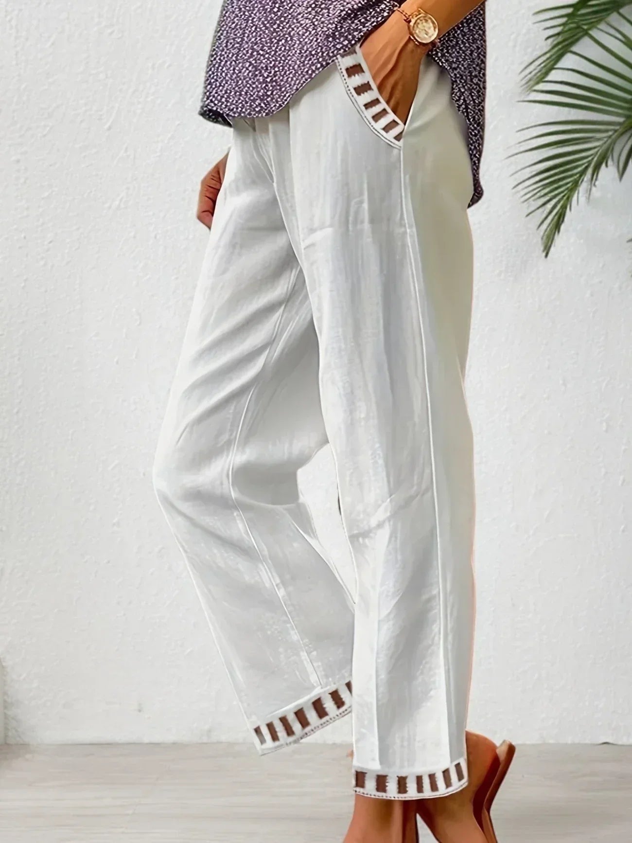 Tracey | Contrast Trim Cropped Pants