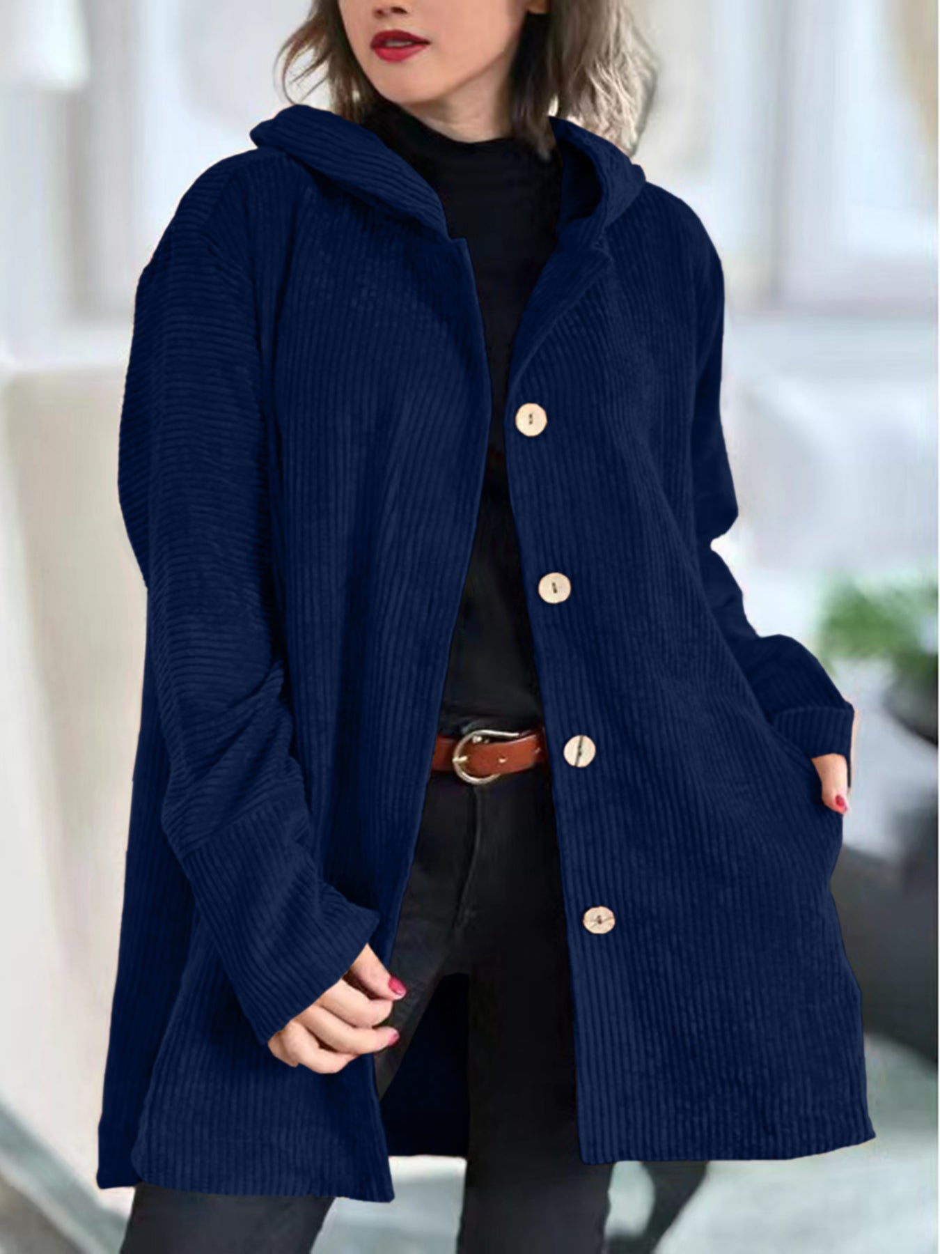 Amélie | Bordeaux Corduroy Coat