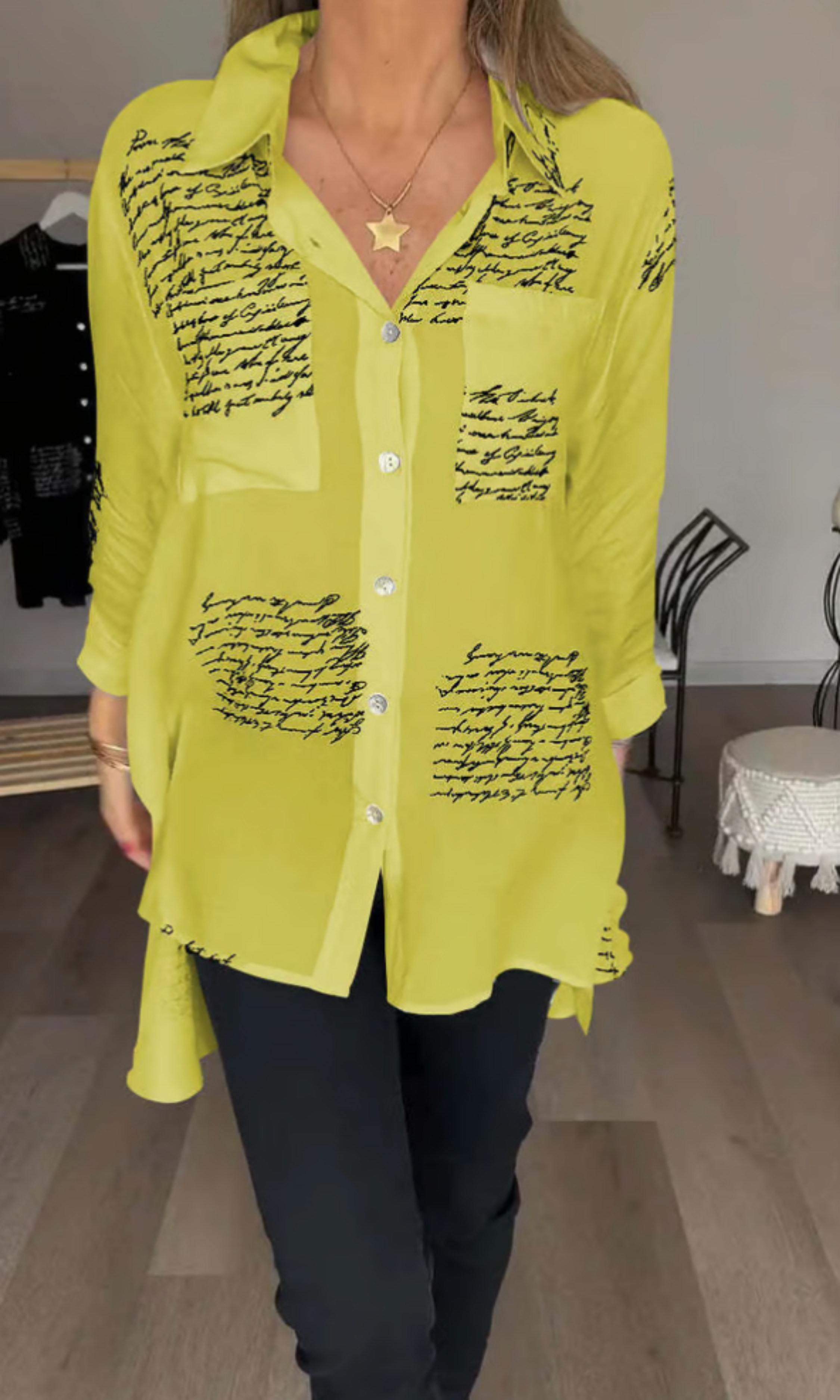 The Maika | Letter Print Lapal Shirt