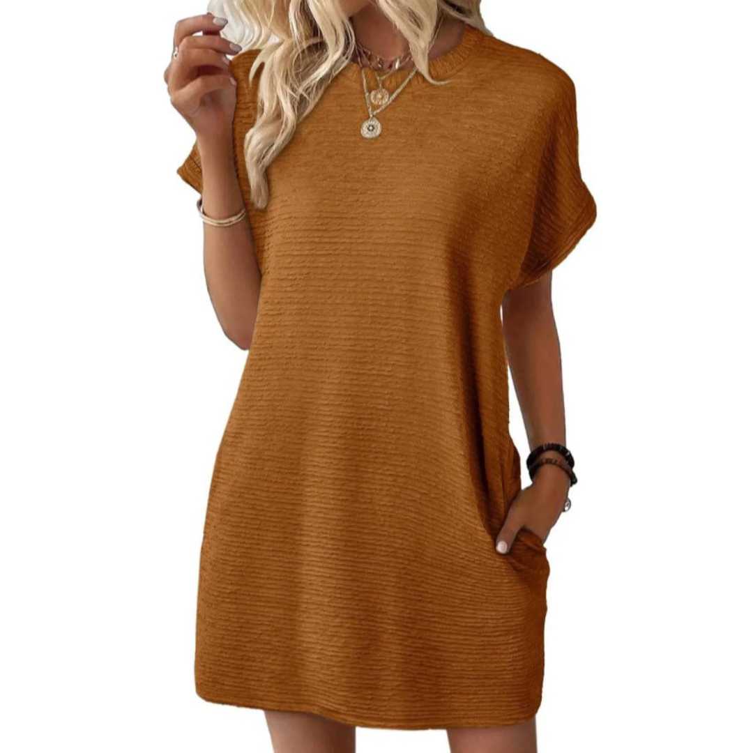 Evasha™ | Casual Minimalist Round Neck Summer Dress