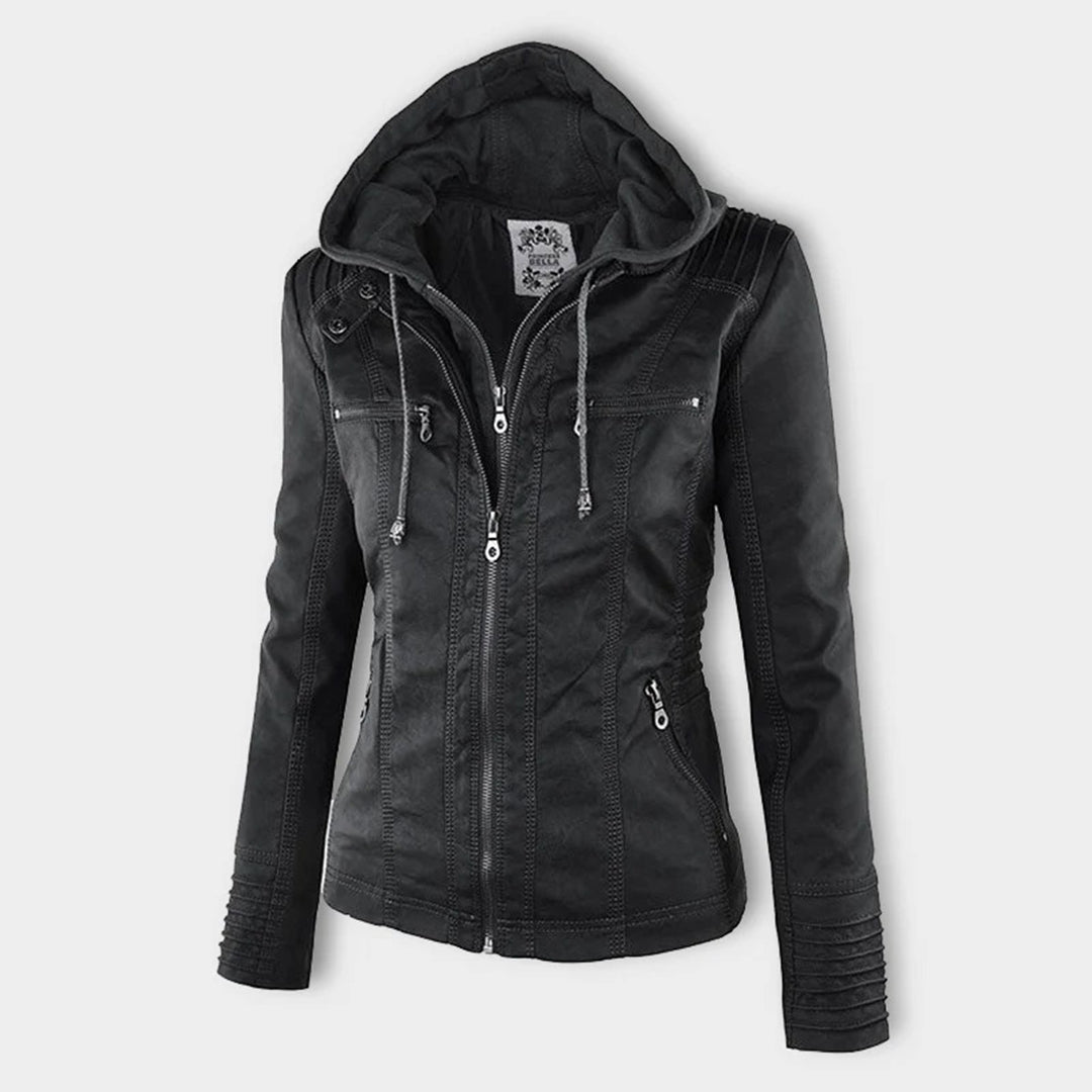 Olivia | Waterproof Women's Leather Jacket with Hood