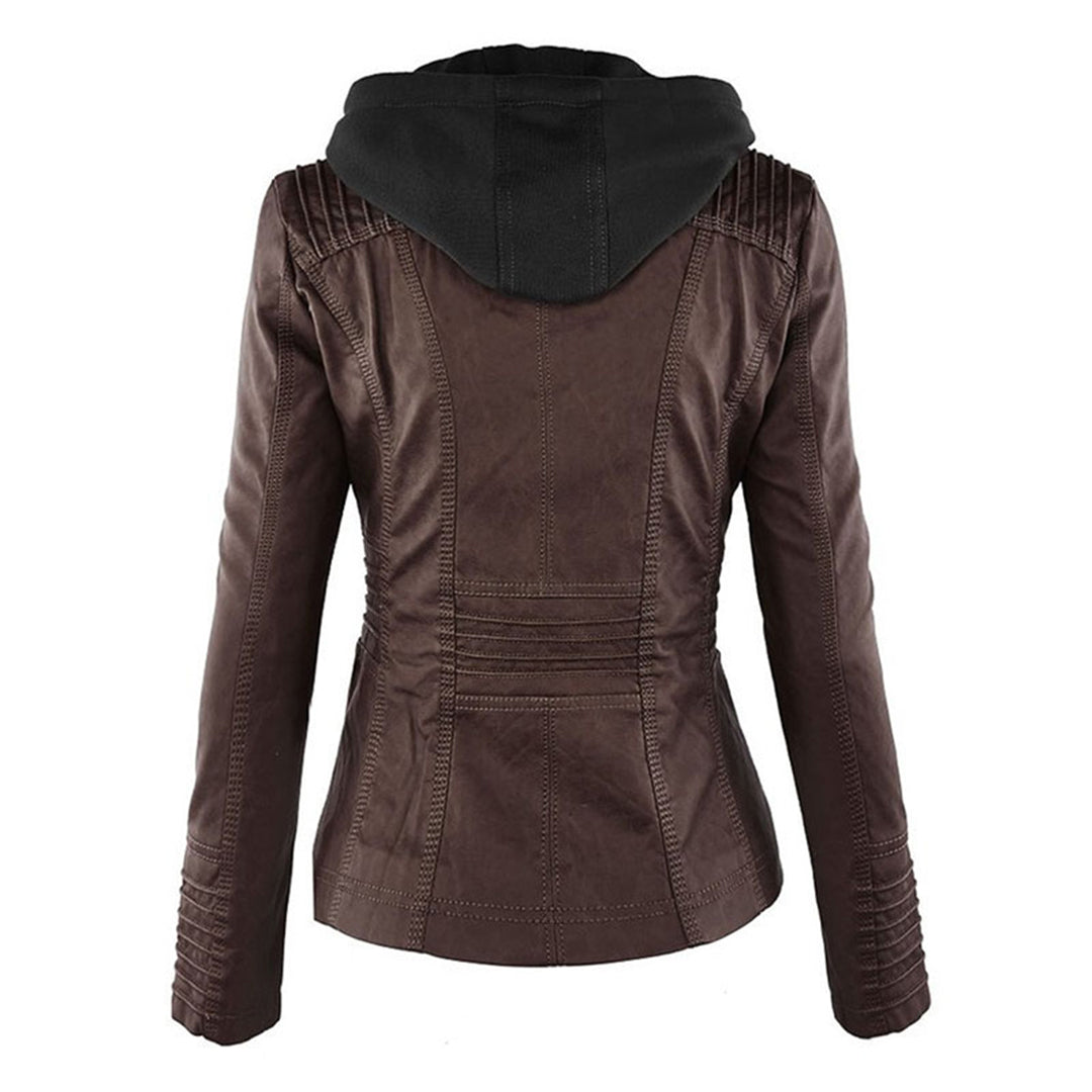 Olivia | Waterproof Women's Leather Jacket with Hood