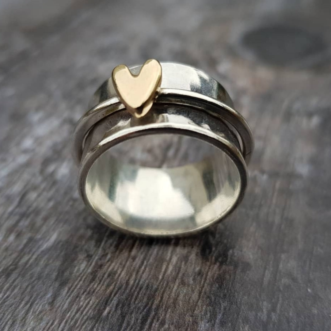 MINDY | SILVER GOLDEN HEART RING