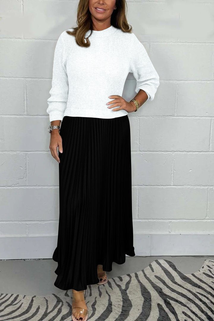 SOPHIA™ | Knit Jumper & Pleated Satin Skirt